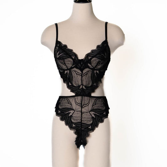 Black Lace Backless Bodysuit - EveryLoveIntimates