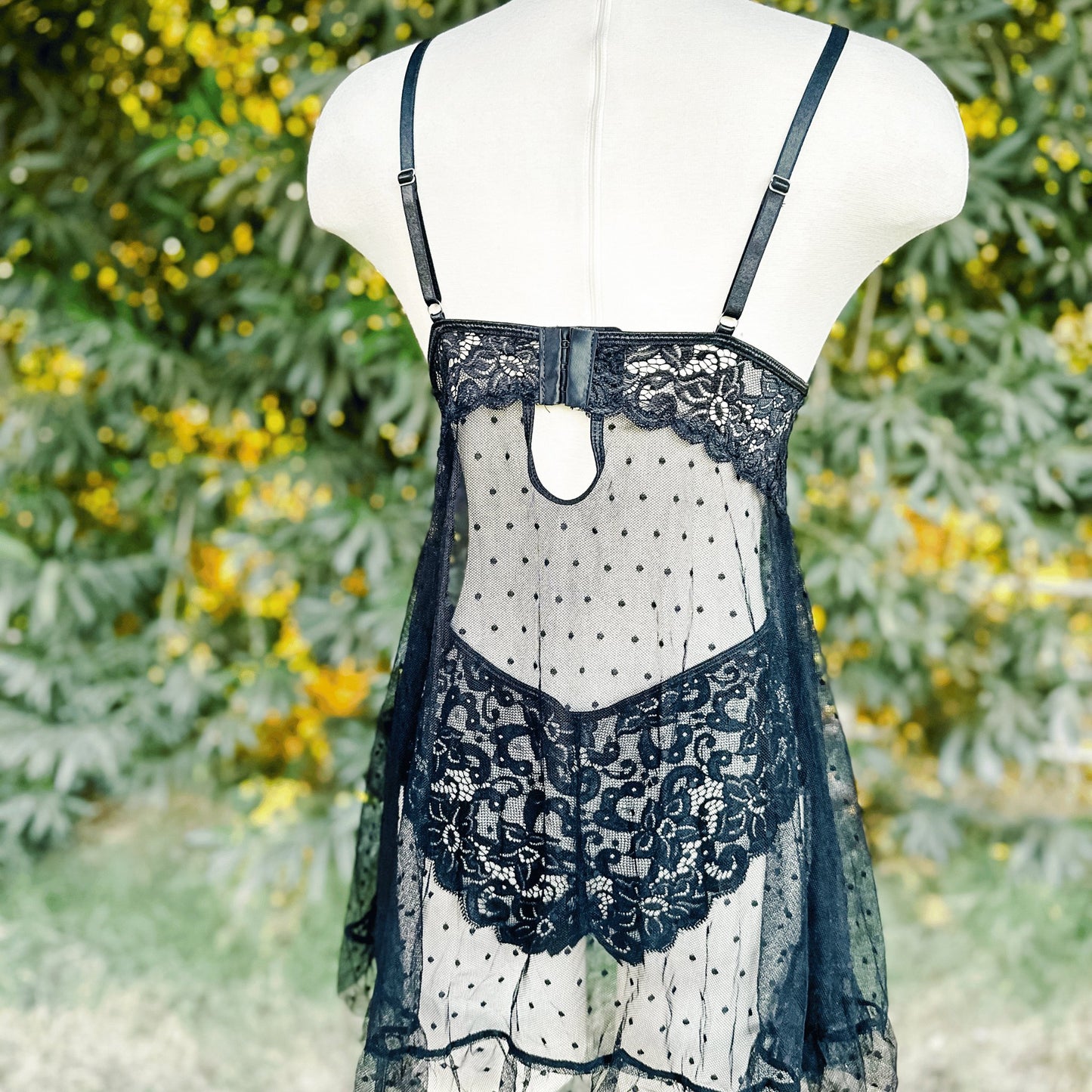 Black Polka Dot Babydoll - Panties Not Included - EveryLoveIntimates