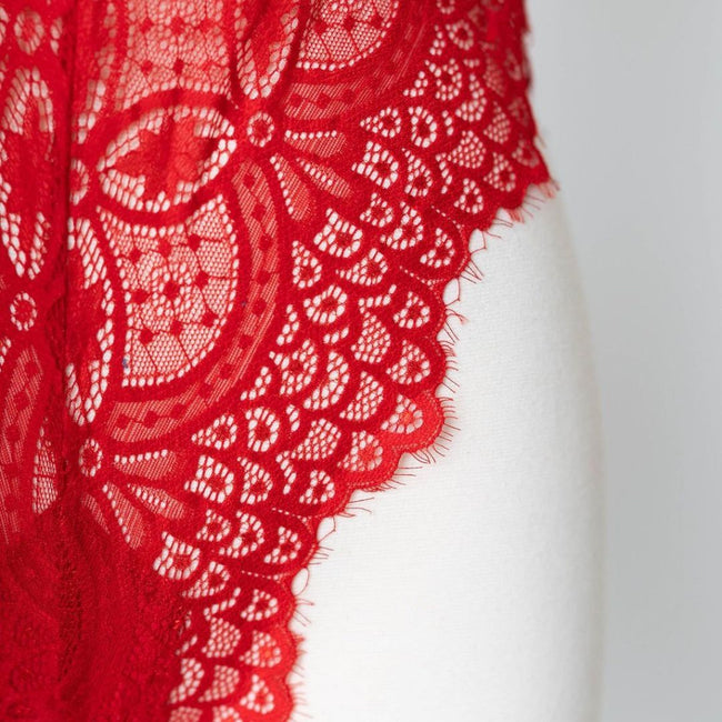 Red Lace Plunge Bodysuit